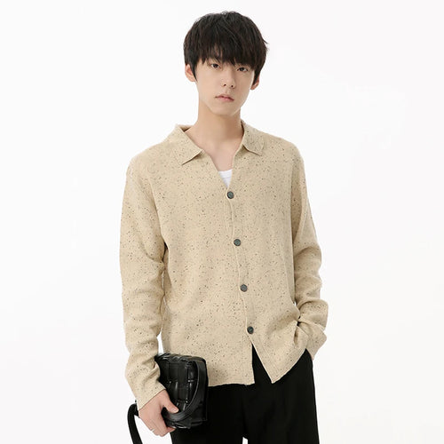 Load image into Gallery viewer, Korean Style Men&#39;s Cardigan Solid Color Single Breasted Menwear Turn-down Collar Casual Male Sweater Simple 9C6937
