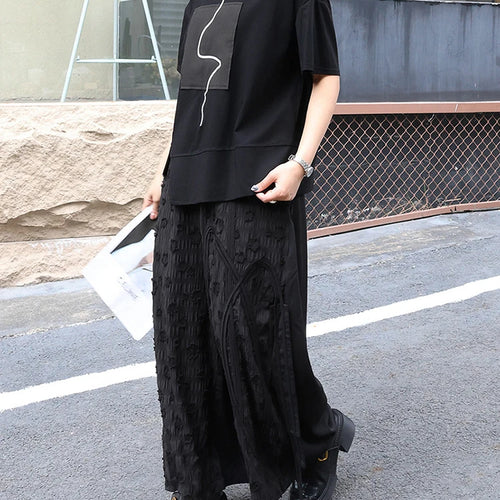 Load image into Gallery viewer, High Elastic Waist Black Jacquard Ribbon Long Wide Leg Pants New Trousers Women Fashion Tide Spring Autumn 2025 1DJ0569
