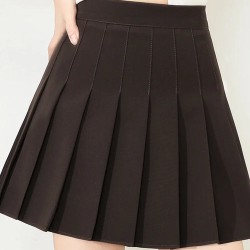 Load image into Gallery viewer, Brown Skirt Ladies 2025 Summer Clothes Women&#39;s High Waist Harajuku Korean Style Black Mini Pleated Skirt For School Girl Uniform
