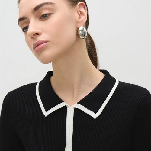 Load image into Gallery viewer, Short Sleeve Knit T-shirt Women Sweater Pullovers Summer Female Patchwork Ribbed Lapel Slim Knitted Tops Sweaters
