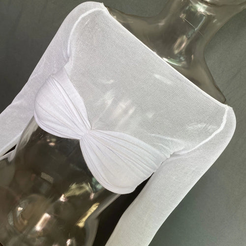 Load image into Gallery viewer, See Through Mesh Crop Top Women Pullovers Strapless Short Knit Cropped Tops Ladies Tee Shirt Sexy Off-shoulder T-shirt
