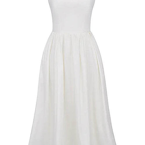 Load image into Gallery viewer, Summer White Midi Beach Dress Elegant Spagehtti Strap A Line Wedding Guest Dress Casual Women Clothing 2023
