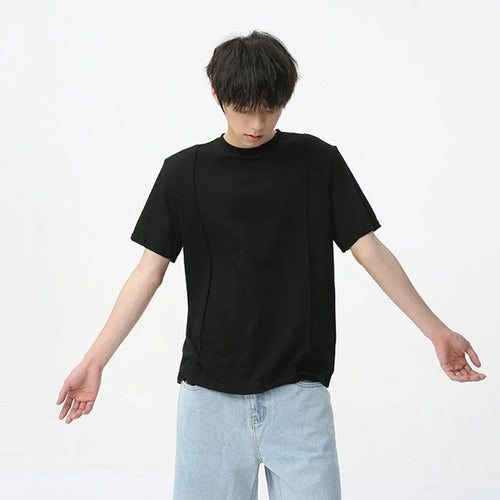 Load image into Gallery viewer, Summer Men&#39;s Short Sleeve T-shirt Korean Version Shoulder Pad Round Neck Trend Fashion Loose Casual Top 9C5627
