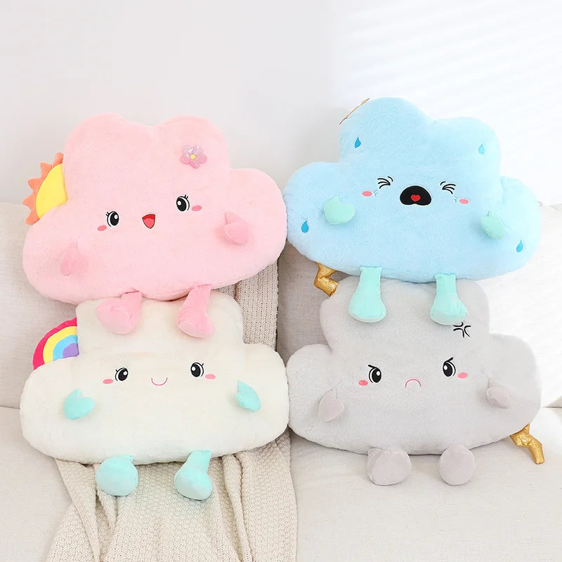 45cm Cute Rainbow Clouds Plush Pillow Lovely Expression Dolls for Sofa Cushion Home Decor for Girls Birthday Gifts