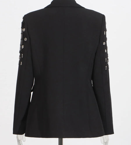 Solid Spliced Diamonds Loose Blazers For Women Lapel Long Sleeve Tunic Temperament Coats Female Fashion Style New