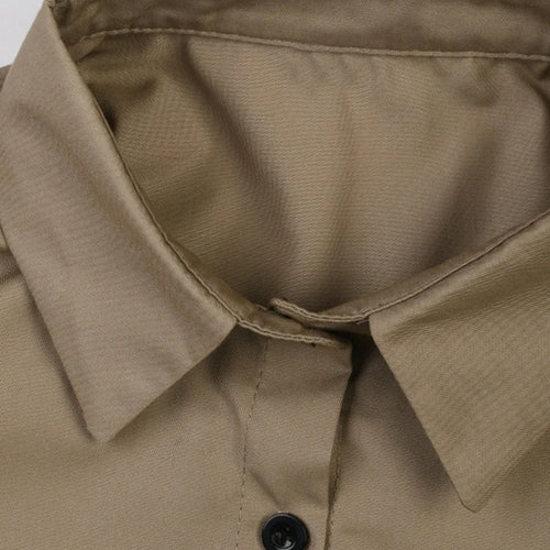 Load image into Gallery viewer, Women Khaki Irregular Back Long Elegant Big Size Blouse New Lapel Long Sleeve Shirt Fashion Tide Spring Autumn 2025 2Q1236
