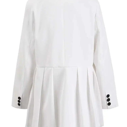 Load image into Gallery viewer, Women White Pleated Buckle Casual Blazer Loose New Lapel Long Sleeve Jacket Fashion Tide Spring Autumn 2025 2DA3933
