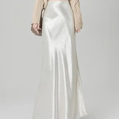 Load image into Gallery viewer, French Fashion Women Black Beige High Waist Long Skirt 2025 Spring Summer Khaki Vacation Party Pleated Fishtail Skirt Simplicity
