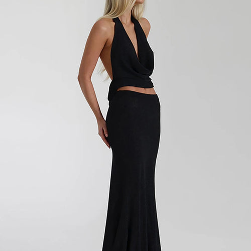 Load image into Gallery viewer, Halter Deep V Neck Backless Sexy Maxi Dress For Women Fashion Sleeveless High Waist Slim-fit Beach Club Party Dress
