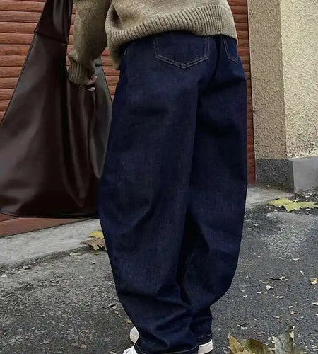 High Waist Dark Blue Denim Long Casual Wide Leg Jeans New Loose Women Trousers Fashion Tide Spring Autumn 2025 1DH1472