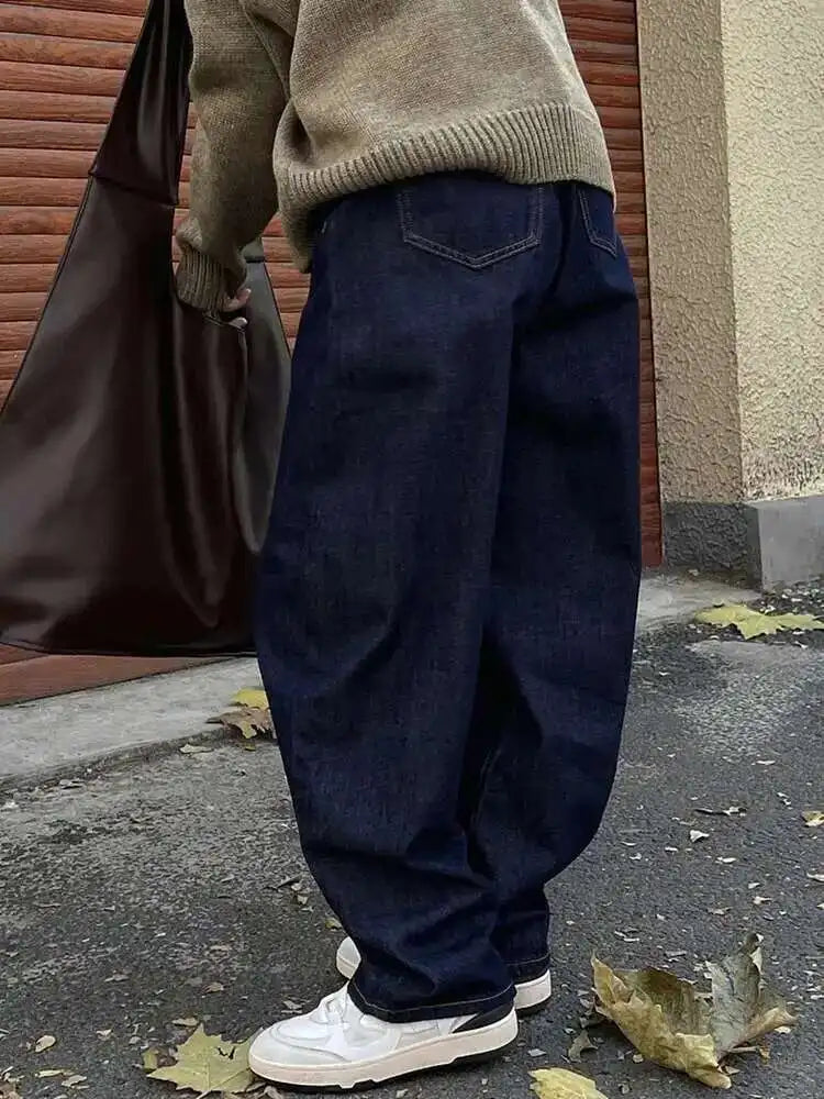 High Waist Dark Blue Denim Long Casual Wide Leg Jeans New Loose Women Trousers Fashion Tide Spring Autumn 2025 1DH1472