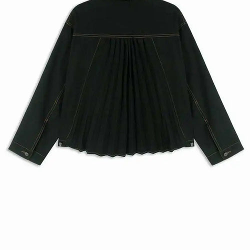 Load image into Gallery viewer, Black Denim Back Pleated Big Size Short Jacket New Lapel Long Sleeve Women Coat Fashion Tide Spring Autumn 2025 1DH7895
