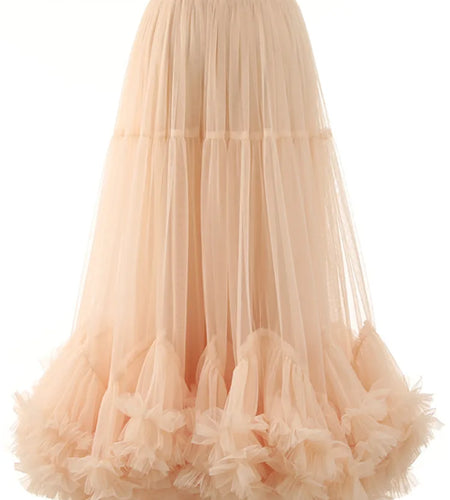 High Elastic Waist Red Mech Ruffles A-line Elegant Midi Half-body Skirt Women Fashion New Spring Autumn 2025 1DH2027