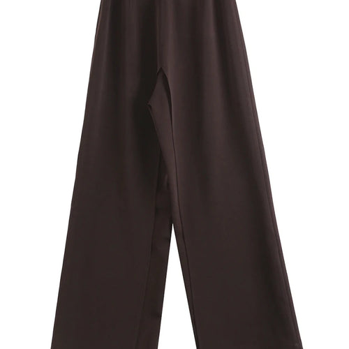 Load image into Gallery viewer, Brown Short Blazer Wide Leg Pants Two Piece Suit New Lapel Long Sleeve Women Fashion Tide Spring Autumn 2025 1DJ1092
