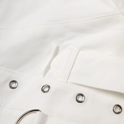 Load image into Gallery viewer, White Metal Circle Buckle Shaped Short Jacket New Lapel Long Sleeve Women Coat Fashion Tide Spring Autumn 2025 19ZZ1557
