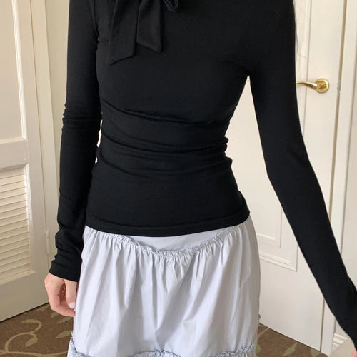 Load image into Gallery viewer, Women Vintage Y2k Aesthetic T-shirts Streetwear Bow Bottoming Grunge Fairy Tshirts 2025 Spring Half Harajuku Solid Simple Tees
