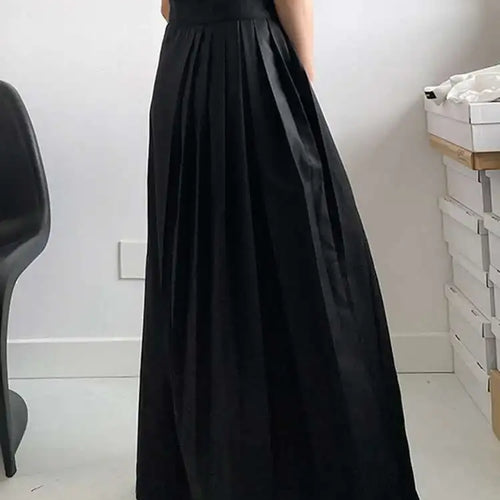 Load image into Gallery viewer, High Waist Black Printed Pleated Bandage Long Elegant Half-body Skirt Women Fashion Tide New Spring Autumn 2025 1DH0423
