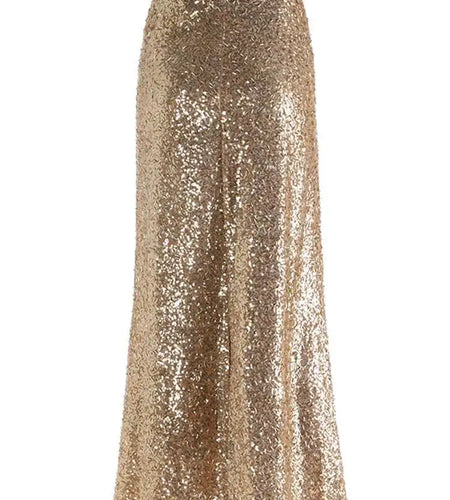 High Elastic Waist Gray Sequins Shining Elegant Long Half-body Skirt Women Fashion Tide New Spring Autumn 2025 1DH7488