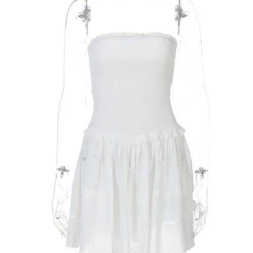 Load image into Gallery viewer, Off-shoulder Strapless A-line Sexy Mini Dress For Women Fashion Lace Sleeveless Backless High Waist Club Party Dress
