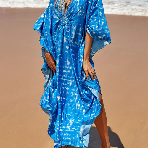 Load image into Gallery viewer, Sexy Zebra Printed V Neck Tunic Beach Cover Up Cover-ups Beach Dress Beach Wear Beachwear Beach Long Dress Female Women V4159
