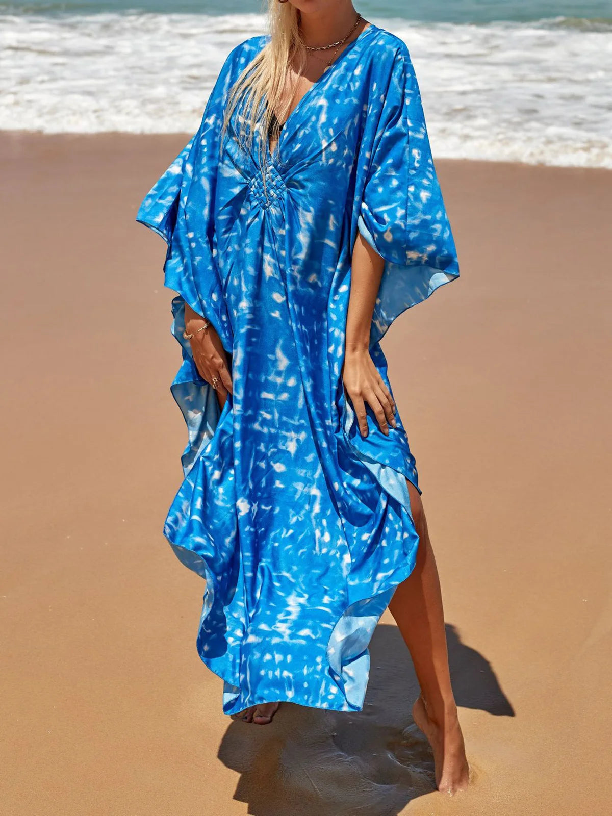 Sexy Zebra Printed V Neck Tunic Beach Cover Up Cover-ups Beach Dress Beach Wear Beachwear Beach Long Dress Female Women V4159