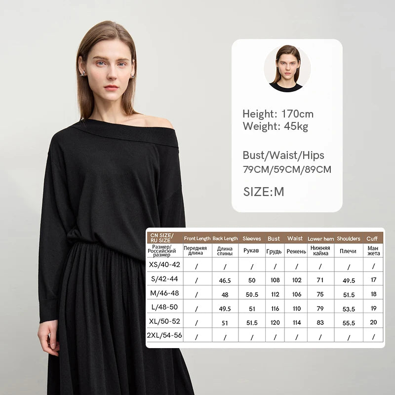 Long Skirt 2026 Spring New Minimalist Wool Knitted Sweater Long A-Line Skirt Casual Solid Women's Long Sleeve Top 12651009