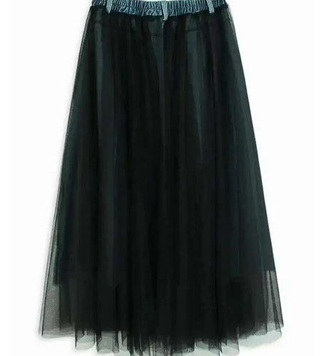 High Elastic Waist Black Mesh Denim Casual A-line Half-body Skirt Women Fashion Tide New Spring Autumn 2025 1DH6911