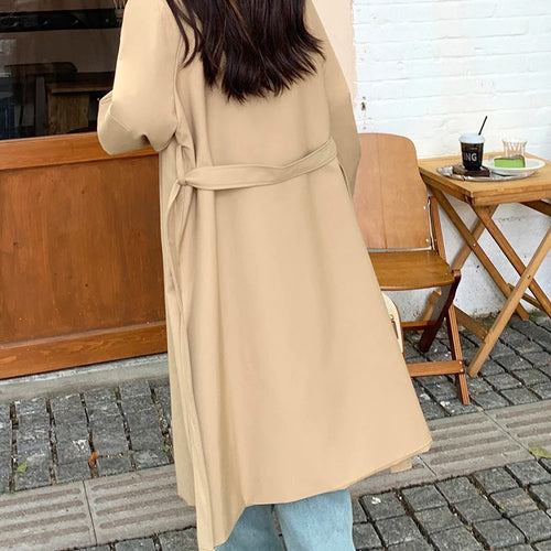 Load image into Gallery viewer, Women Khaki Double Layers Big Size Long Trench New Lapel Long Sleeve Windbreaker Fashion Tide Spring Autumn 2025 1DH9732
