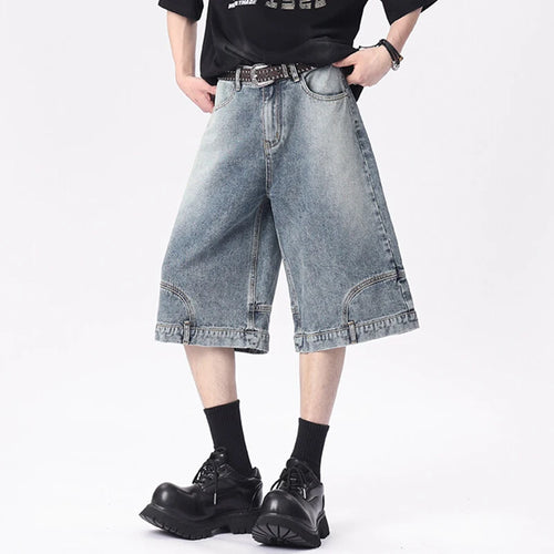 Load image into Gallery viewer, Men&#39;s Denim Shorts New American Personalized Straight Wide Leg Male Short Jeans Summer High Street Men Clothing 9W1670
