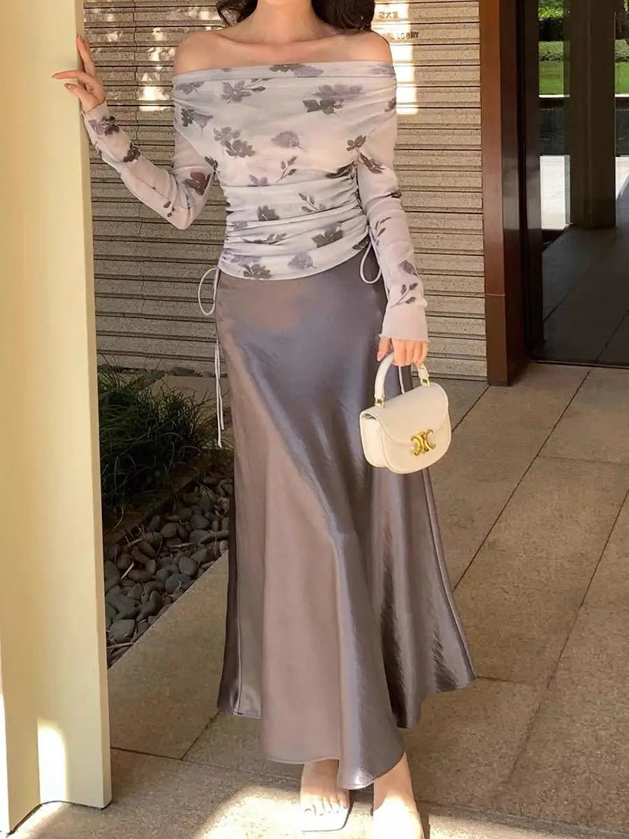 Spring Summer French Vintage Solid Elegant Sexy Club Long Skirts Women Slim Vacation Wrap Hip Fishtail Half Skirt 2025 Popular