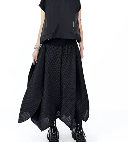 High Elastic Waist Black Pleated Irregular Shaped Bud Half-body Skirt Women Fashion Tide New Spring Autumn 2025 1DJ1411