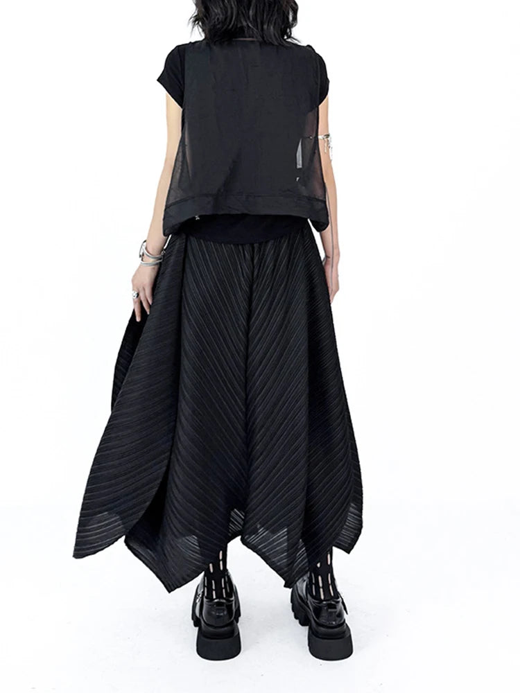 High Elastic Waist Black Pleated Irregular Shaped Bud Half-body Skirt Women Fashion Tide New Spring Autumn 2025 1DJ1411
