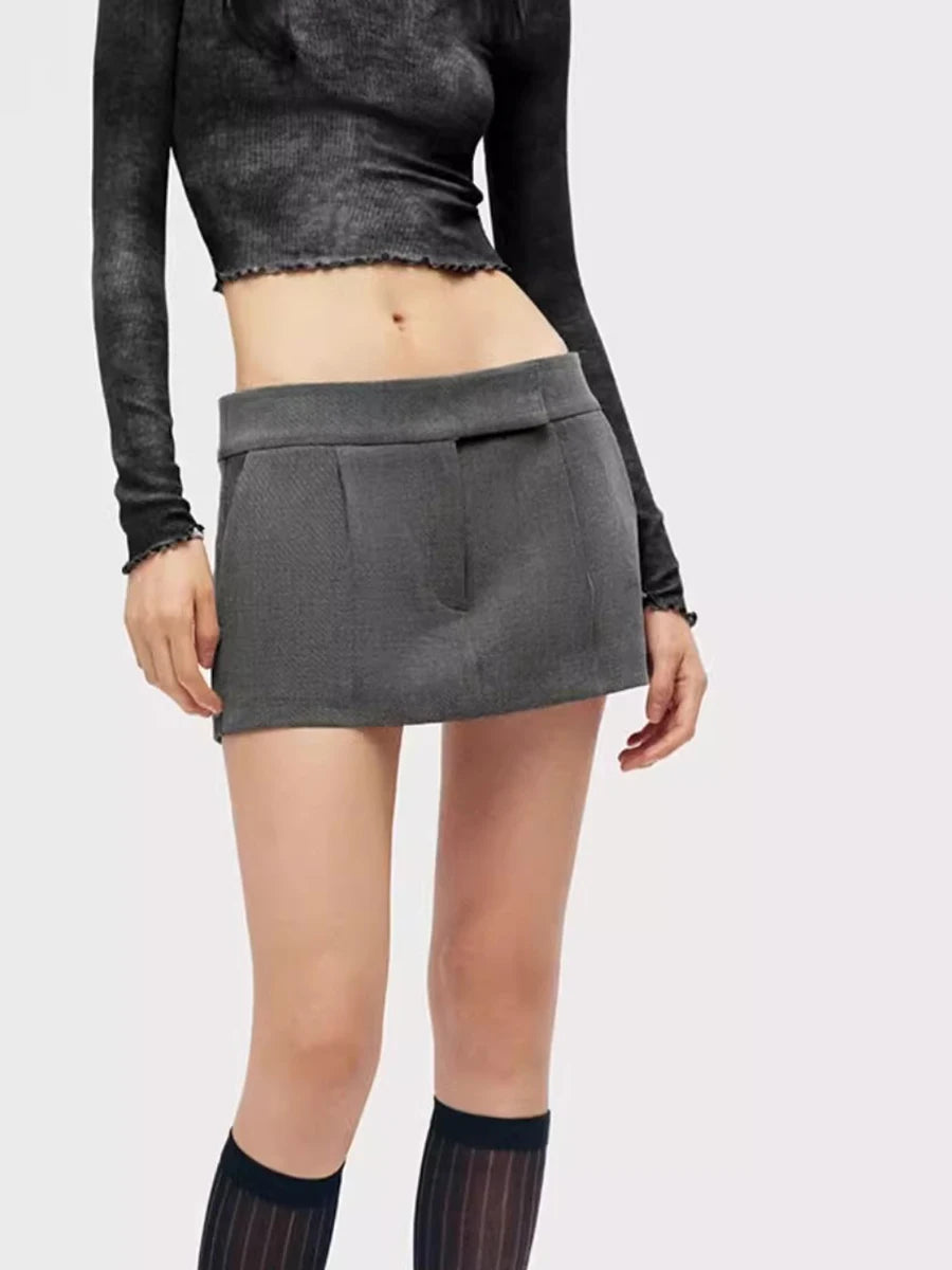 Solid Spliced Button Slimming Mini Skirts For Women High Waist Temperamnet Minimalist Skirt Female Fashion Style