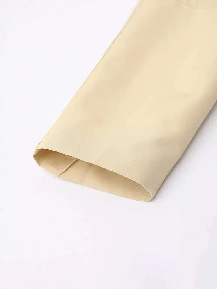 Apricot Brief Pocket Big Size Casual Jacket New Lapel Long Sleeve Women Coat Fashion Tide Spring Autumn 2025 CPG1295