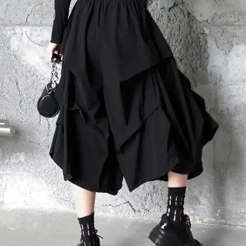 Load image into Gallery viewer, High Elastic Waist Black Brief Long Wide Leg Pants New Loose Fit Trousers Women Fashion Tide Spring Autumn 2025 1DF1506
