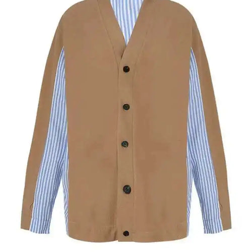 Load image into Gallery viewer, Striped Big Size Knitting Cardigan Sweater Loose Fit V-Neck Long Sleeve Women New Fashion Tide Autumn Winter 2025 1DF3049
