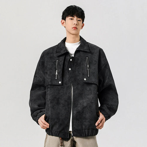 Load image into Gallery viewer, Men&#39;s Jacket New American Design PU Leather Turn-down Collar Mulit Zippers Trendy Male Clothing Spring 2025 9W1392
