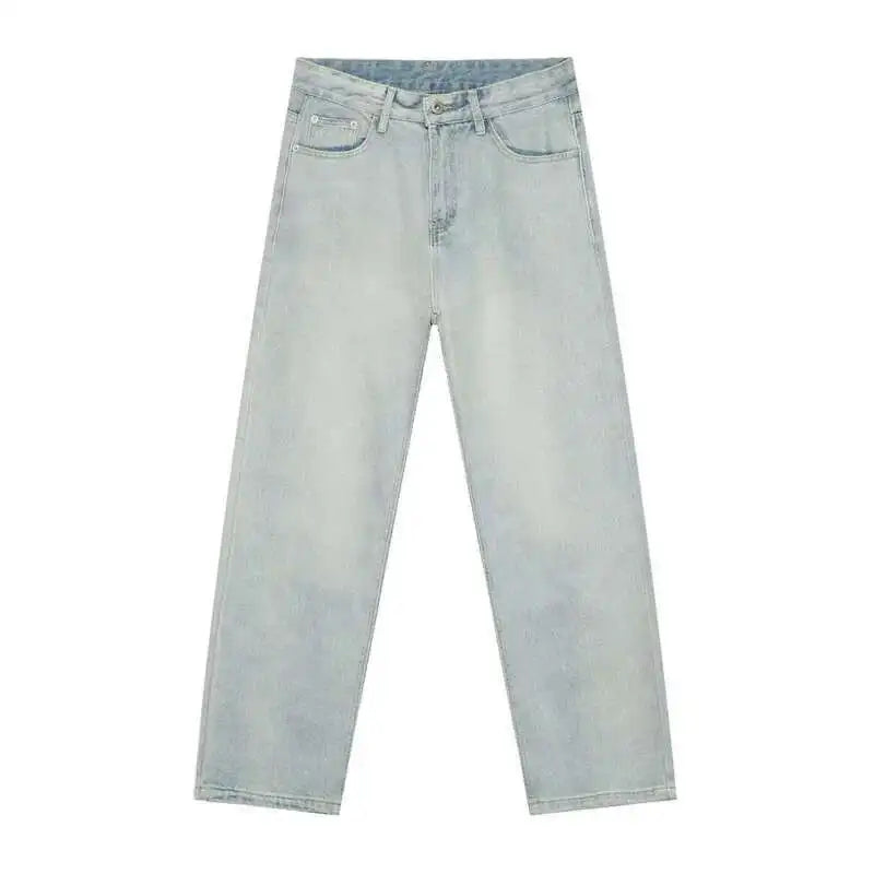 Fashion Men's Wear Jeans Slim Solid Color Casual Straight Washed Pencil Pants 2025 Summer Trend Male Trousers 9C7611