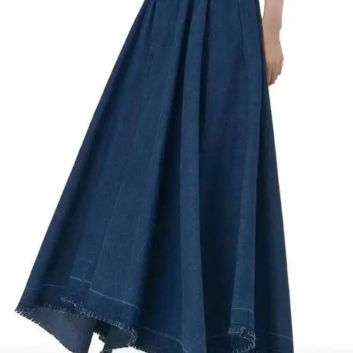 Load image into Gallery viewer, High Elastic Waist Black Denim Irregular Burr Denim Long Half-body Skirt Women Fashion Tide New Spring Autumn 2025 1DH8220
