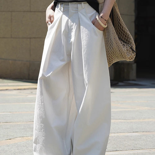 Load image into Gallery viewer, High Waist Khaki Pleated Pocket Brief Long Wide Leg Pants New Trousers Women Fashion Tide Spring Autumn 2025  1DJ1347
