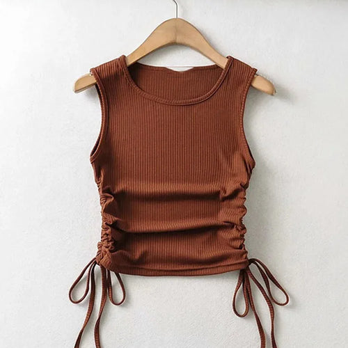 Load image into Gallery viewer, 2025 Summer NEW Arrival Women Solid Color Sexy Causal Crop Top With String Both Side Club For Fashion Ladies
