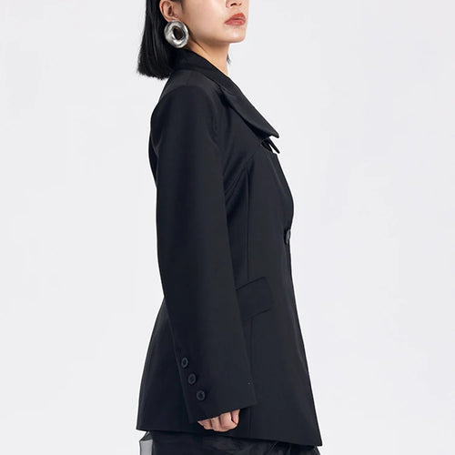 Load image into Gallery viewer, Women Black Hollow Out Elegant Single Button Blazer New V-neck Long Sleeve Jacket Fashion Tide Spring Autumn 2025 CPDB138
