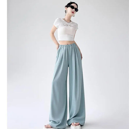 Load image into Gallery viewer, French Simplicity Solid Loose High Waisted Pockets Wide Leg Long Pants For Women's Spring Summer Casual Pleated Trousers Fashion
