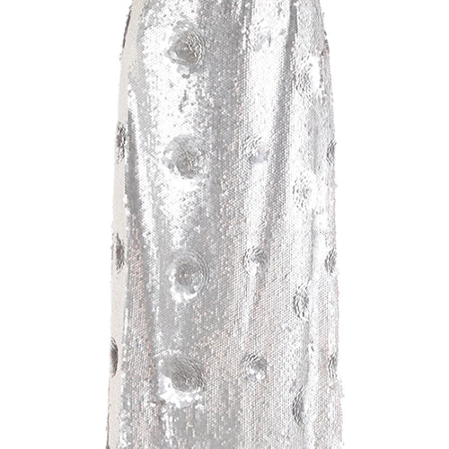 Load image into Gallery viewer, High Waist Silver Color Sequins Flower Elegant Long Half-body Skirt Women Fashion Tide New Spring Autumn 2025 1DH9955
