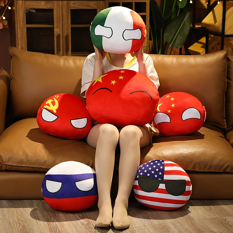 10-50cm Country Ball Toys Plush Polandball Hand Warmer Pillow Countryball USSR USA FRANCE RUSSIA UK JAPAN GERMANY ITALY Decor