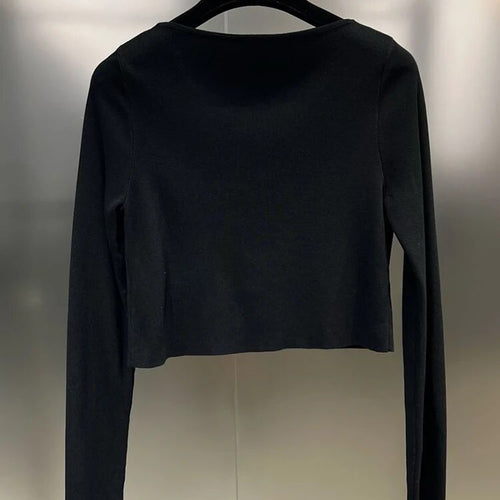 Load image into Gallery viewer, Solid Hollow Out Slimming Knitting Sweaters For Women Round Neck Long Sleeve Spliced Diamonds Sexy Sweater Female
