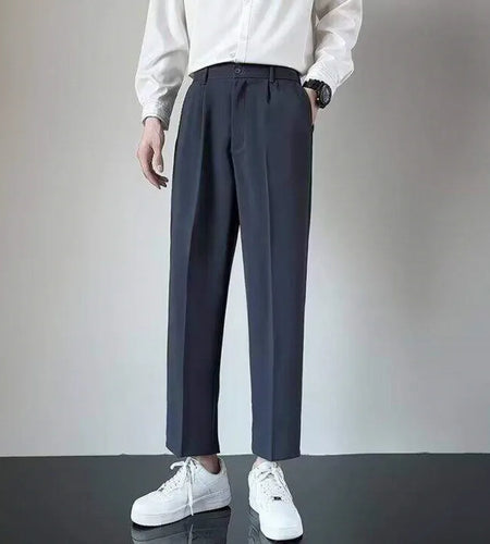 Men's Suit Pants Straight Leg Loose Fitting Male Spring Style Ice Silk Drop Casual Trendy Summer Trousers 2025 9W1210