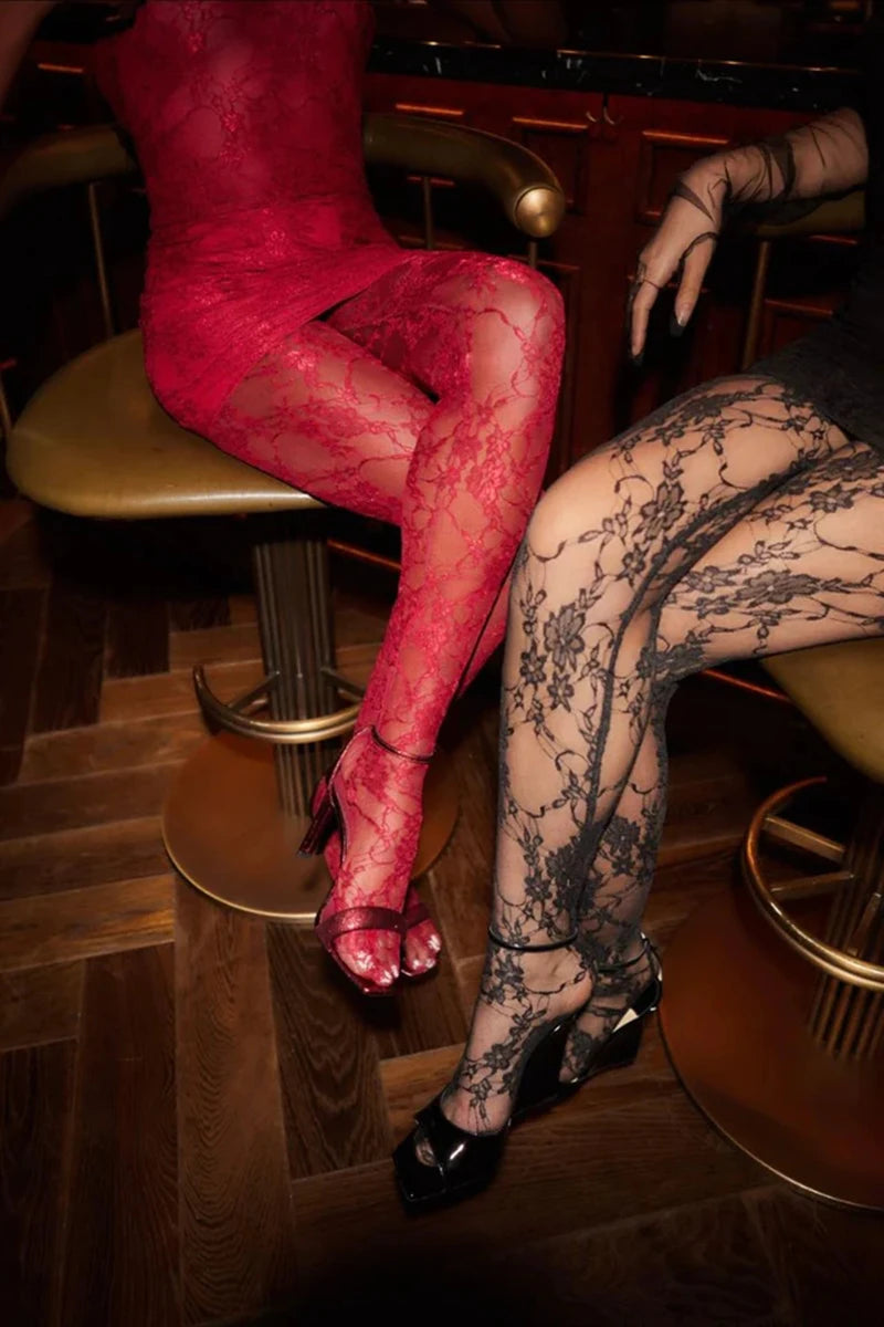 See Through Lace Sexy Dress Set Women Off-shoulder Strapless Dress And Pants Matching Sets Ladies Party Two Piece Set