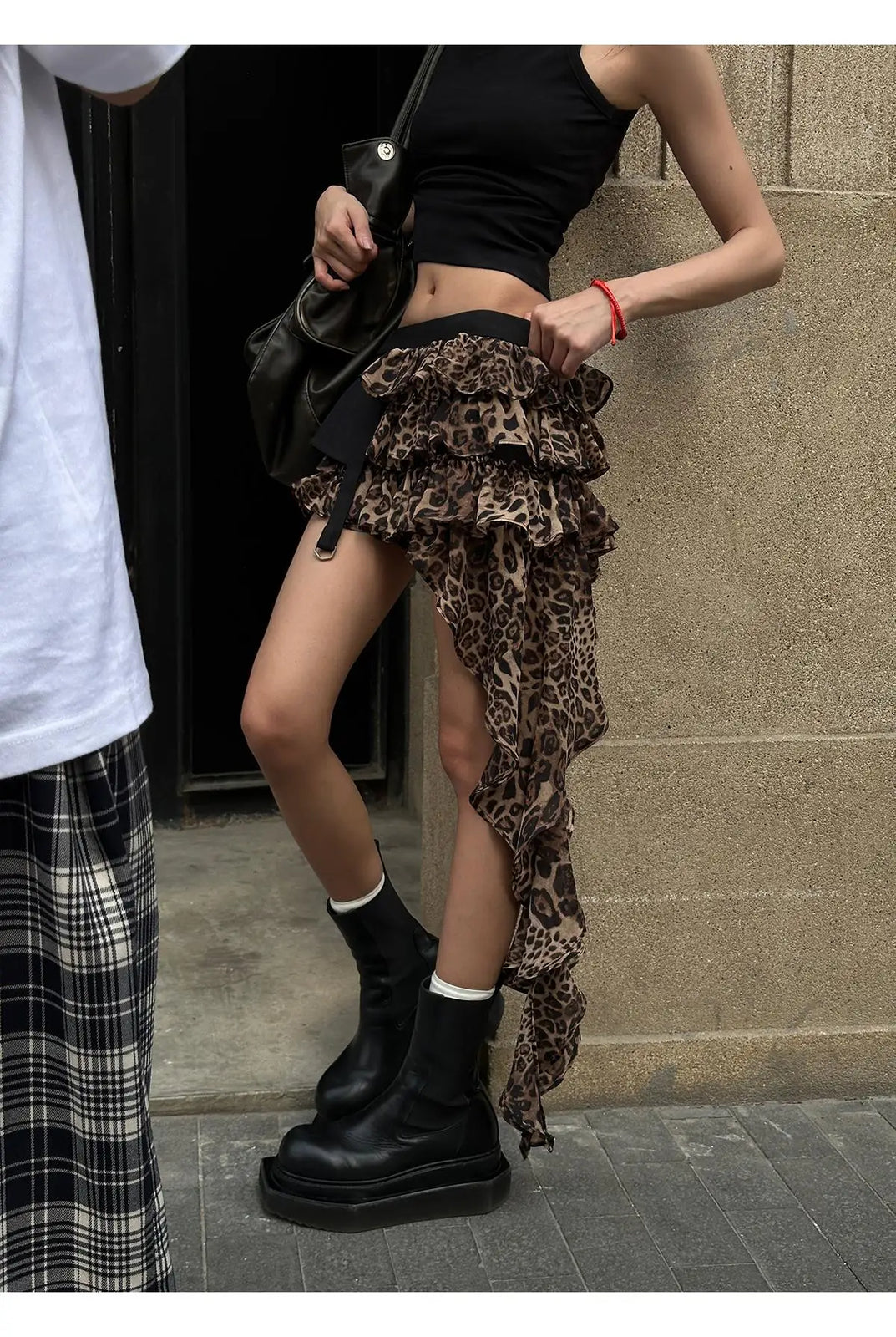 Vintage Brown Leopard Print Pleated Short Skirt Women Sexy Club Irregular Ruffle Cake Mini Skirts Summer Y2k Streetwear Fashion