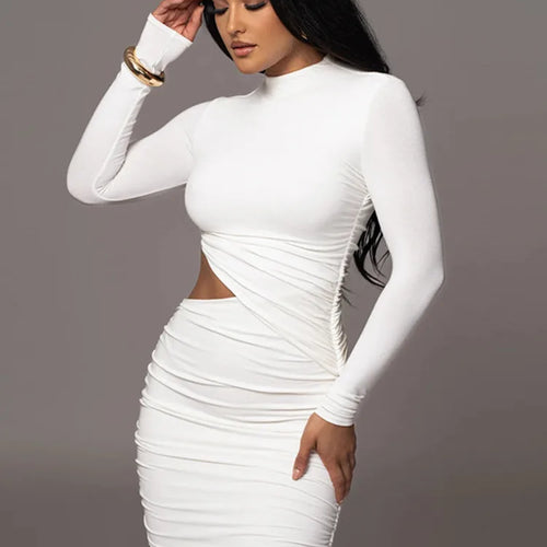 Load image into Gallery viewer, Elegant Women Long Sleeved Sexy Hollow Out Party Evening Dress Pleated Tight Elegant Formal Vestidos Autumn/winter 2025
